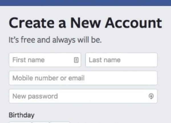 create new account fb